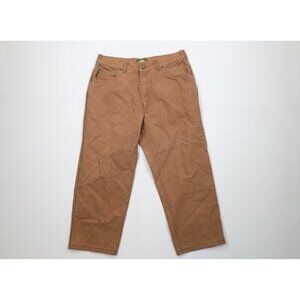 Vintage Cabelas Mens Size 34x25 Distressed Wide Leg Canvas Pants Brown Cotton